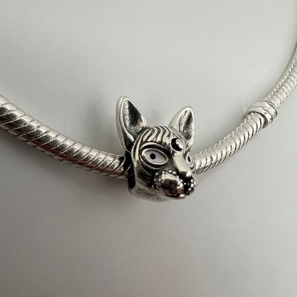 Sphynx Cat S925 Sterling Silver, Pandora Moments Compatible Charm - Picture 6 of 10